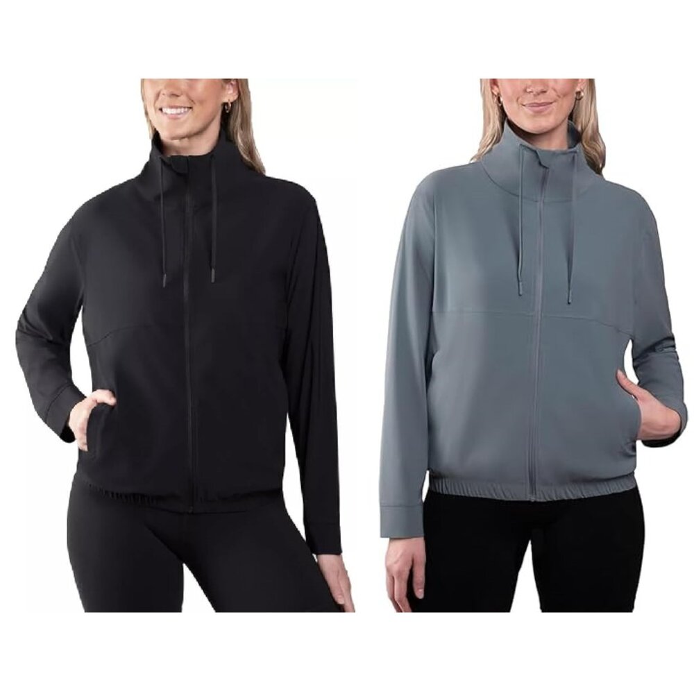 NWT Kirkland Signature Women's Active Full Zip Black/Blue Size S $60 10HL254